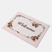 ヴィンテージローズピンクウェルカムマット ドアマット (アングル)