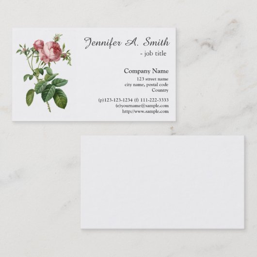 ヴィンテージローズフラワープロフェッショナル業 名刺 (正面/裏面)