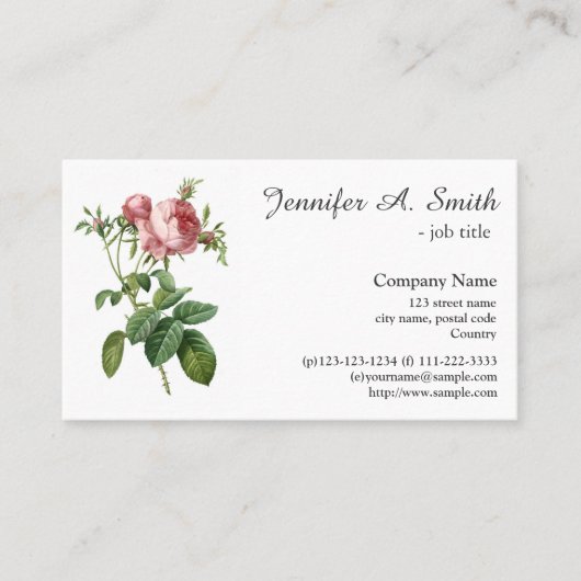 ヴィンテージローズフラワープロフェッショナル業 名刺 (正面)