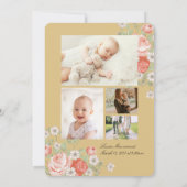 ヴィンテージローズブドウェルカム新生児写真 招待状 (裏面)
