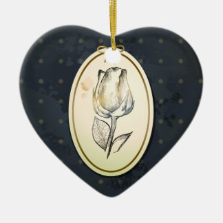 ヴィンテージローズブド黒、オーナメント セラミックオーナメント