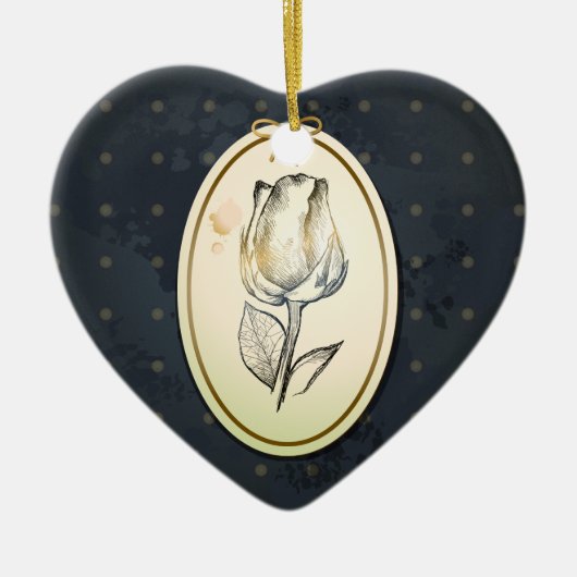 ヴィンテージローズブド黒、オーナメント セラミックオーナメント (正面)