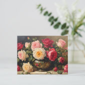 ヴィンテージローズブーケスチルライフ シーズンポストカード (スタンド正面)