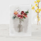 ヴィンテージローズブーケ悔やみや弔慰 カード (黄色い花)