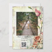 ヴィンテージローズ写真QRコードウェディング 招待状 (裏面)