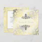 ヴィンテージローズ + イエロー/グレー 招待状 (正面/裏面)