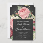 ヴィンテージローズ ピンクチョークボード ウェディング招待状 招待状 (正面)