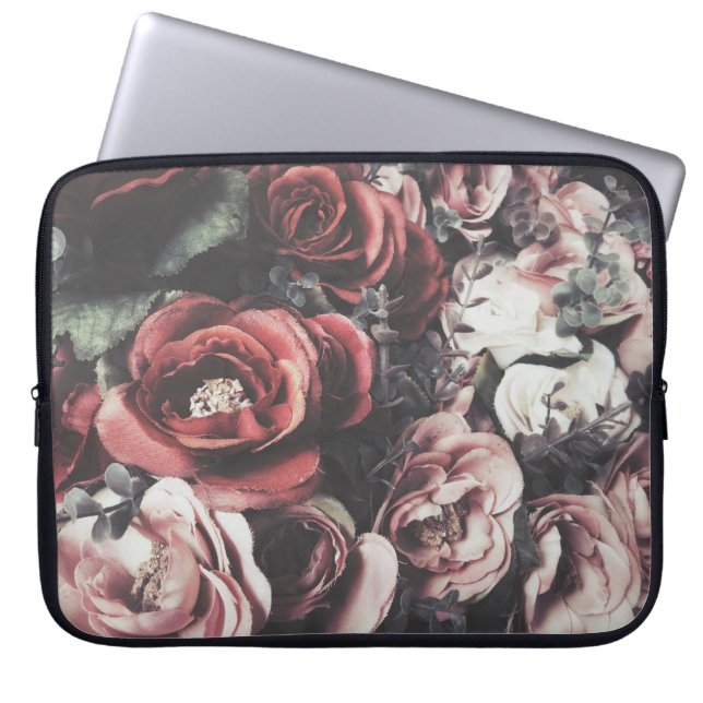 ヴィンテージローズ，背景，ブーケ，花，ド ラップトップスリーブ (正面)