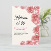 ヴィンテージローズ 60歳の誕生日招待状 招待状 (スタンド正面)