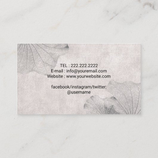 ヴィンテージロータススケッチメディテーションヨガインストラクター 名刺 (裏面)