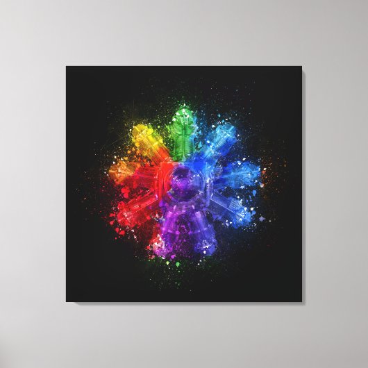 ヴィンテージロータリーエンジン航空壁画技術、飛行機 キャンバスプリント (正面)