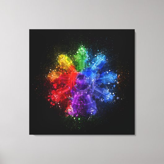 ヴィンテージロータリーエンジン航空壁画技術、飛行機 キャンバスプリント (正面)