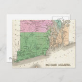 ヴィンテージロードアイランドの地図（1827年） ポストカード (正面/裏面)