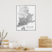 ヴィンテージロードアイランドの地図（1827年） BW ポスター (キッチン)