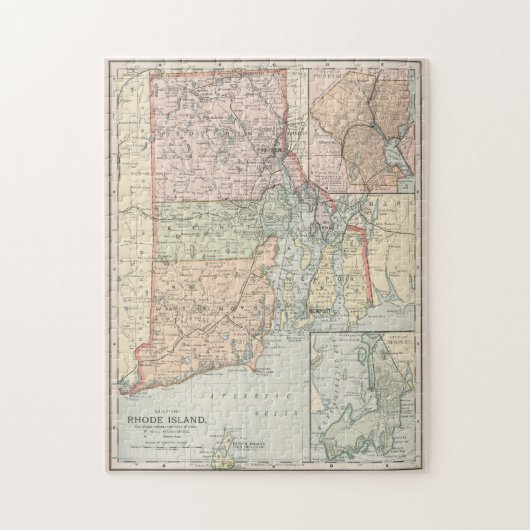 ヴィンテージロードアイランドの地図(1891) ジグソーパズル (縦)