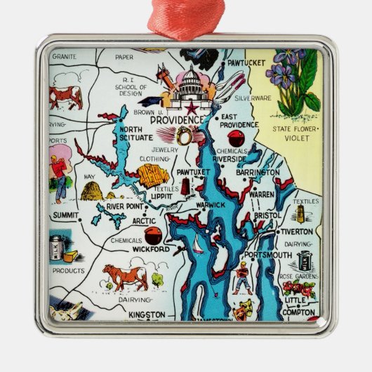 ヴィンテージロードアイランドマップオーナメント メタルオーナメント (正面)