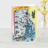 ヴィンテージロードアイランドマップカード カード (黄色い花)