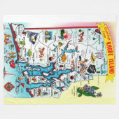 ヴィンテージロードアイランドマップスローブランケット フリースブランケット (正面(横))