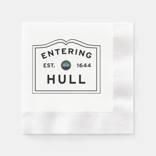 ヴィンテージロードサインマサチューセッツ – ハル 縁ありカクテルナプキン (正面)