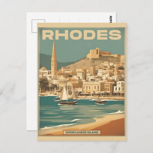 ヴィンテージロードスGreece – ロードスアイランドギリシャ旅行 ポストカード (正面/裏面)