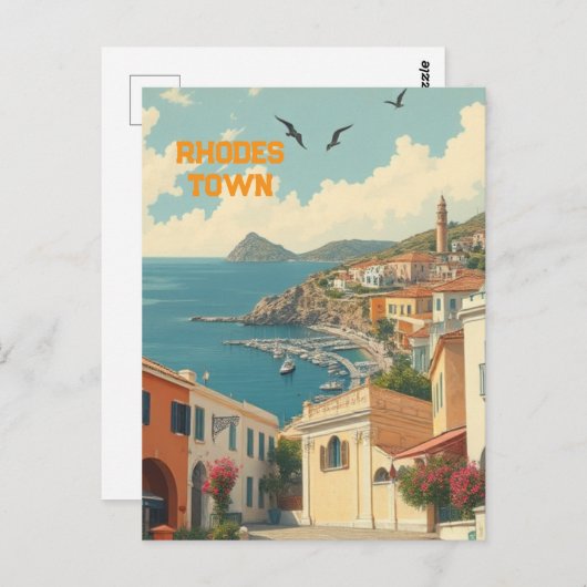 ヴィンテージロードズタウンギリシャトラベルアートヴィンテージ ポストカード (正面/裏面)