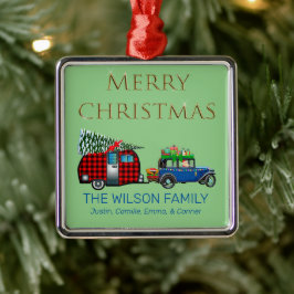 ヴィンテージロードトリップサンタグリーン メタルオーナメント