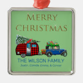 ヴィンテージロードトリップサンタグリーン メタルオーナメント (正面)