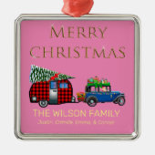 ヴィンテージロードトリップサンタピンク メタルオーナメント (正面)