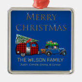 ヴィンテージロードトリップサンタブルー メタルオーナメント (正面)