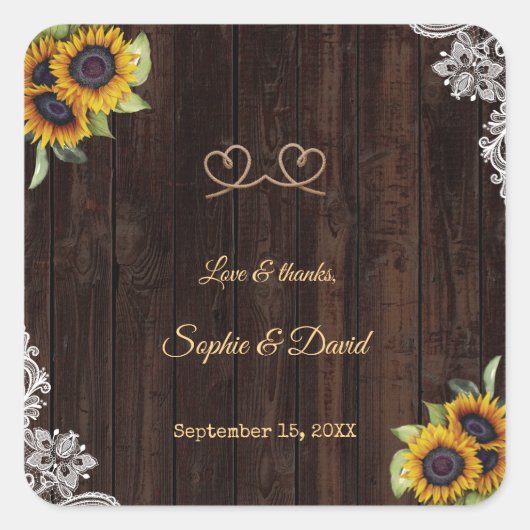 ヴィンテージロープ我々は結び目ひまわりの結び目 スクエアシール (正面)