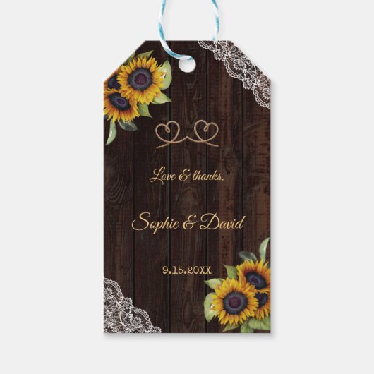 ヴィンテージロープ我々は結び目ひまわりバーベキュー ギフトタグ (正面)