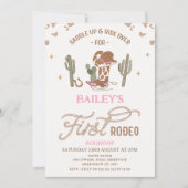 ヴィンテージロープ文字女性のカーボーイファーストロデオ1歳の誕生日 招待状 (正面)
