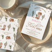 ヴィンテージロープ文字女性のカーボーイファーストロデオ1歳の誕生日 招待状