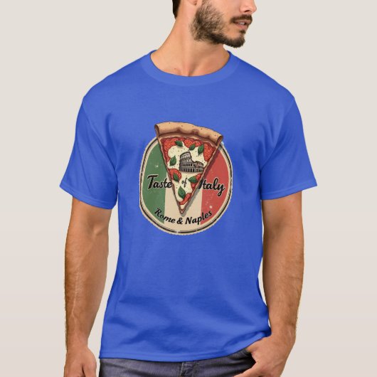 ヴィンテージローマとナポリピザのイタリア国旗 Tシャツ (正面)