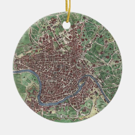 ヴィンテージローマイタリアの地図(1721) セラミックオーナメント (正面)