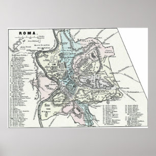 ヴィンテージローマイタリアの地図(1862年) ポスター