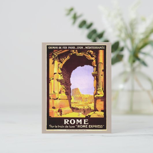 ヴィンテージローマイタリアトラベルバイトレインツーリズム ポストカード (スタンド正面)