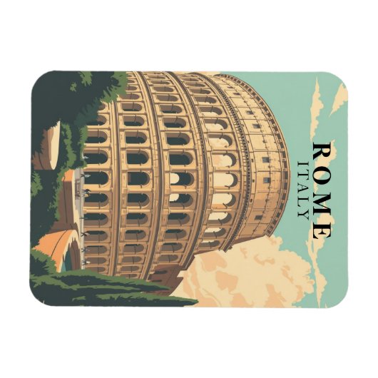 ヴィンテージローマイタリア土産アイコニックコロッセオ マグネット (横)