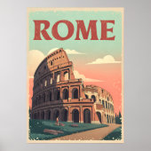 ヴィンテージローマトラベルポスター – レトロコロッセウムウォール ポスター (正面)