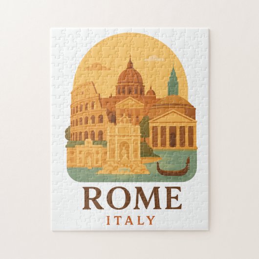 ヴィンテージローマパズルコロッセウム&パンテオンレトロ ジグソーパズル (縦)