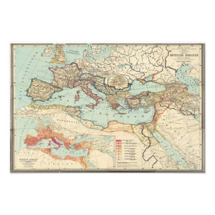 ヴィンテージローマ帝国の地図(1889) フォトプリント           