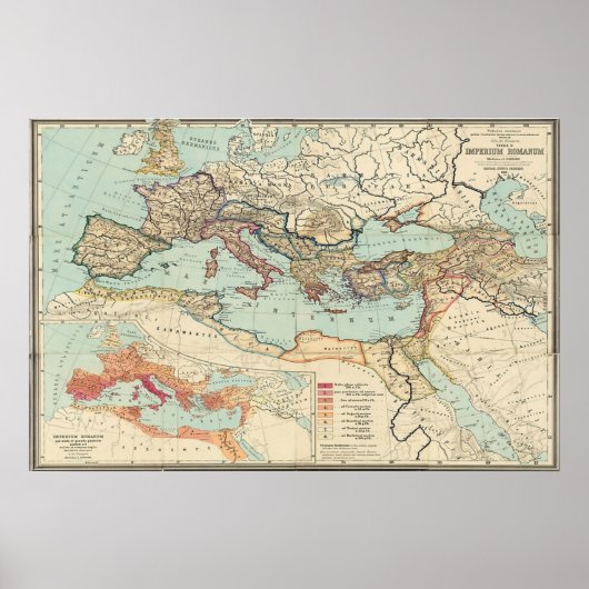 ヴィンテージローマ帝国の地図(1889) ポスター (正面)
