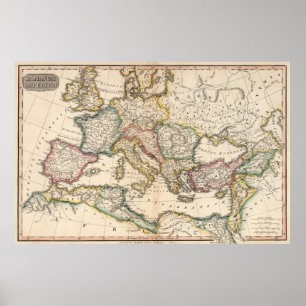 ヴィンテージローマ帝国地図(1815年) ポスター