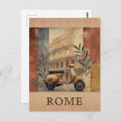 ヴィンテージローマItalyスクーターコロッセウムトラベル ポストカード (正面/裏面)