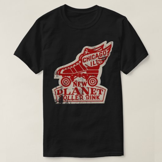 ヴィンテージローラスケートで滑るリンク Tシャツ (デザイン正面)