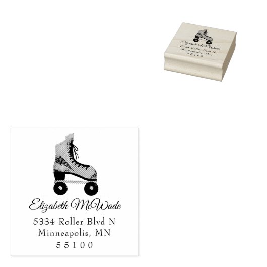 ヴィンテージローラスケート差出人住所 ラバースタンプ (押印)