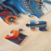 ヴィンテージローラーガールイラストレーション ジグソーパズル (側面)