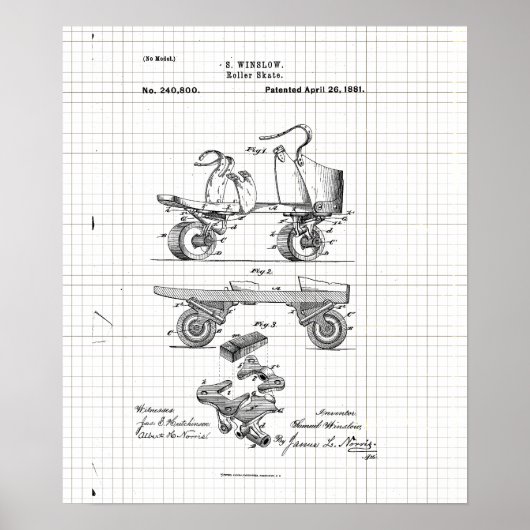 ヴィンテージローラースケート特許 ポスター (正面)