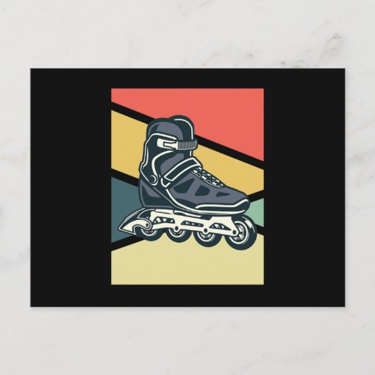 ヴィンテージローラーブレードのインラインスケートで滑るローラースケート ポストカード (正面)