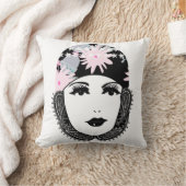ヴィンテージローリング20のポートレートフラッパーガール クッション (ブランケット)